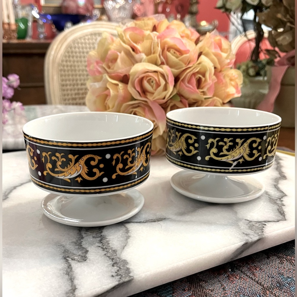 Set of 2- Antoinette Regency Design  Sherbet Dessert Bowls w Footed Pedestal